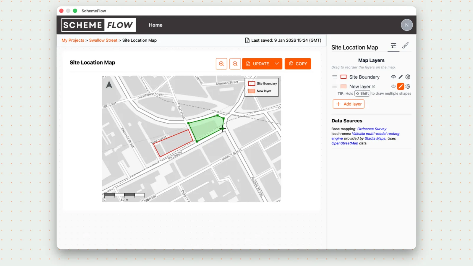 Drawing polygons on the map