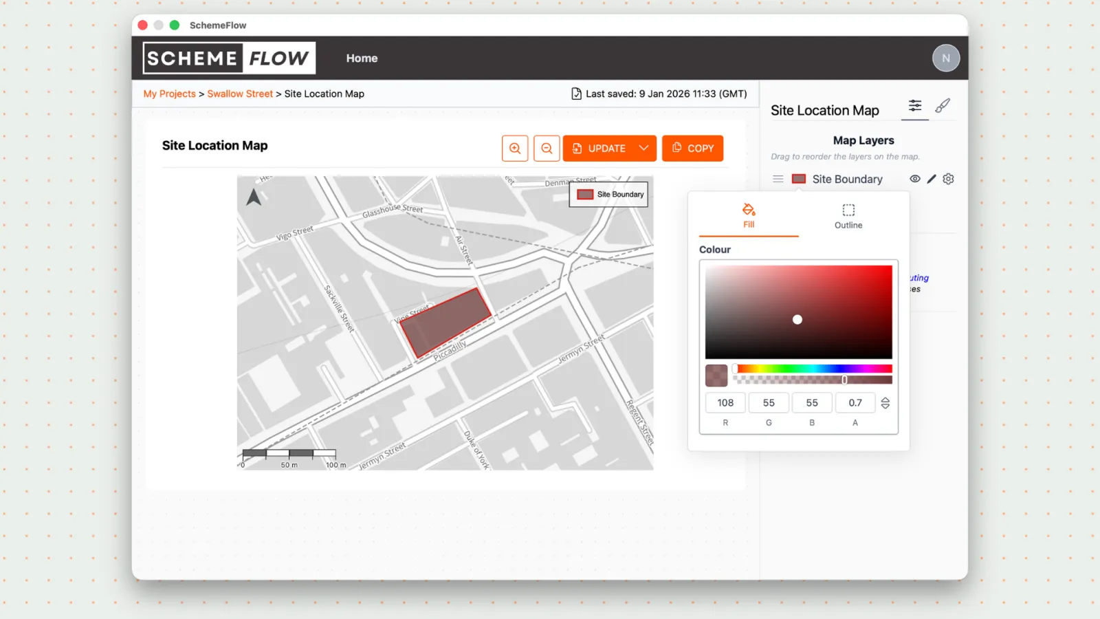 Editing the boundary fill settings