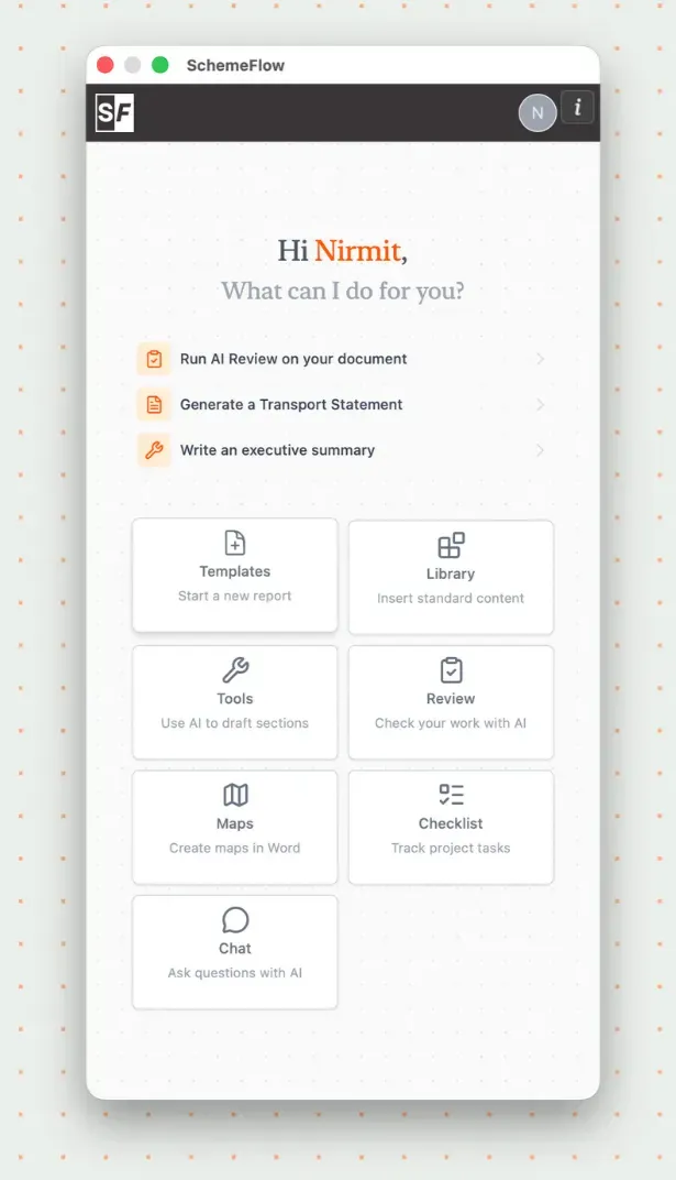 Templates page